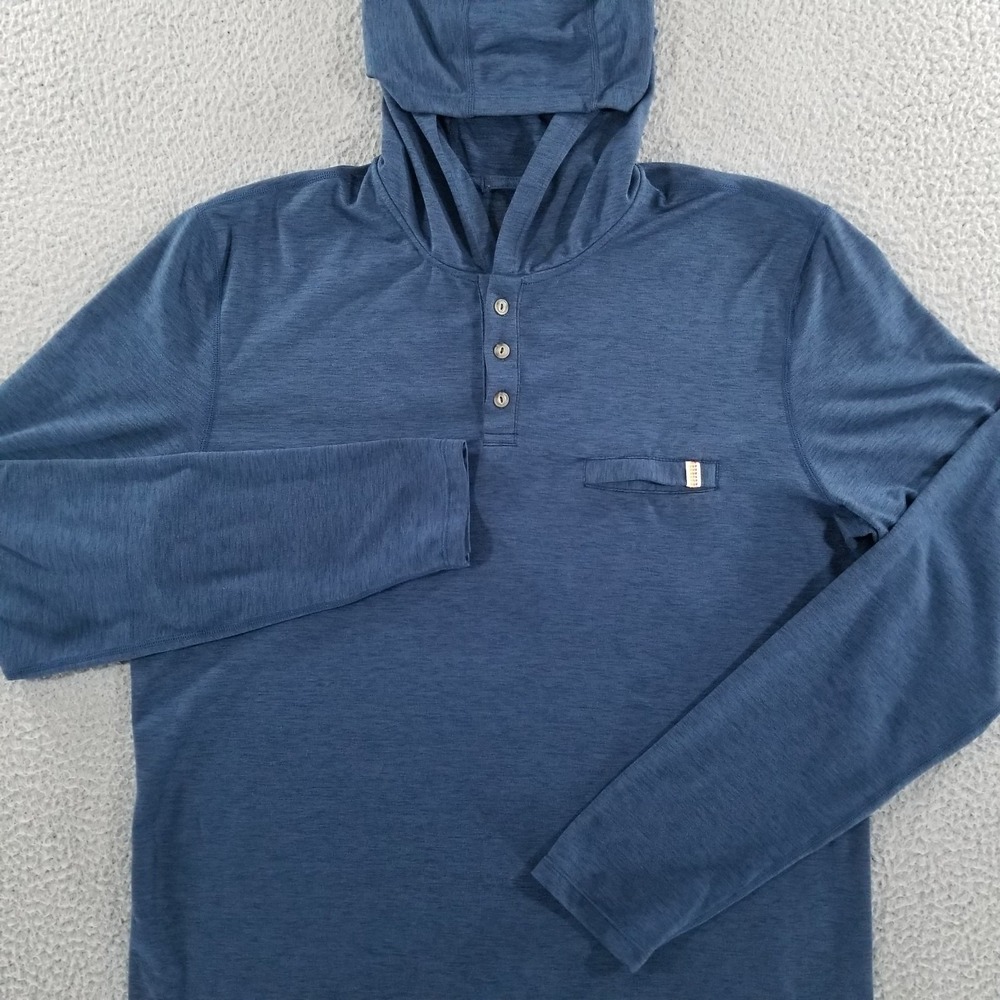 Marine Layer Sport Hoodie Men Large Blue Pullover Performance Lightweight Henley